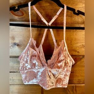 Aerie Velvet Lace Bralette - Blush